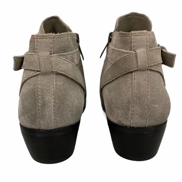 Sam Edelman Pirro Suede Ankle Booties Putty Size 9 Stacked Heel - Picture 6 of 9